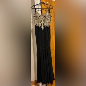 Fashion Nova Black Embellished Prom Dress